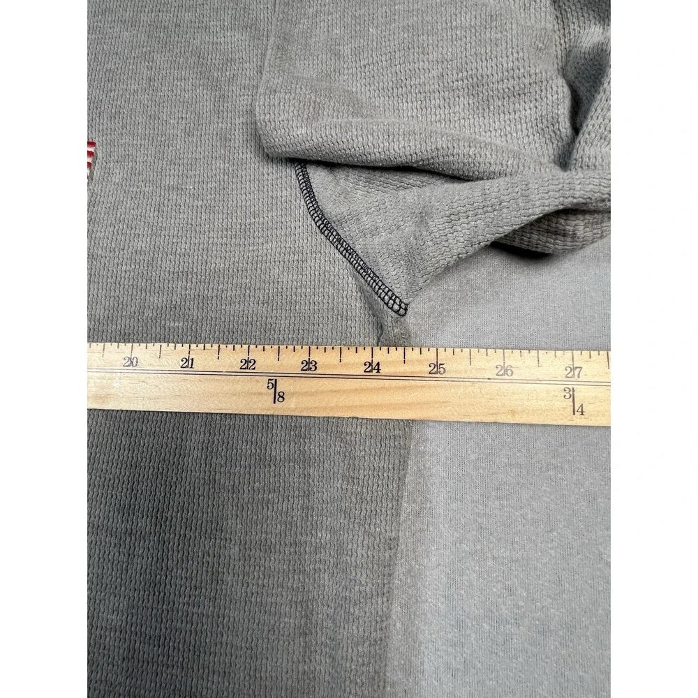 Polo Ralph Lauren‎ Shirt Men 2XL Thermal US Flag Elbow Patch Long Sleeve Gray